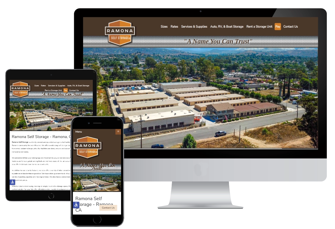 amona CA Self Storage web site